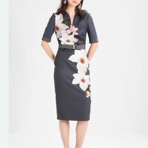 Ted Baker Bisslee Floral Gray Dress